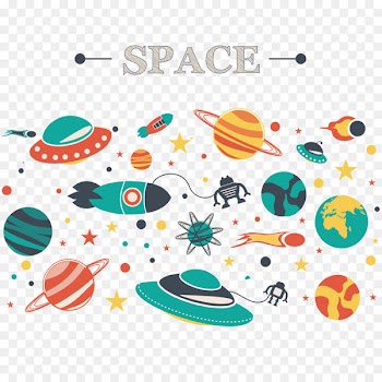 Spacecraft Cartoon Outer space Illustration - Lovely flat space background 