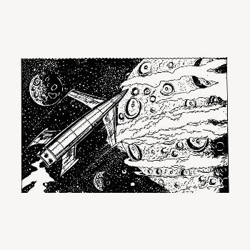 Spaceship flying clipart, vintage galaxy | Free Vector - rawpixel
