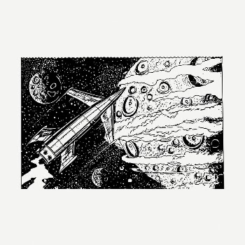 Spaceship flying drawing, vintage galaxy | Free PSD - rawpixel
