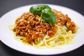 Spaghetti on White Plate