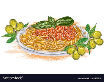 Spaghetti whith tomato sauce vector image