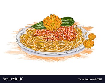 Spaghetti whith tomato sauce vector image