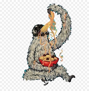 Spaghetti with meatballs Orangutan Sloth Illustration - Eating orangutans 