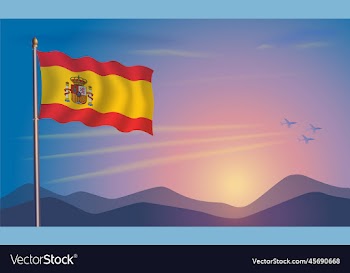 spain flag in the morning sun