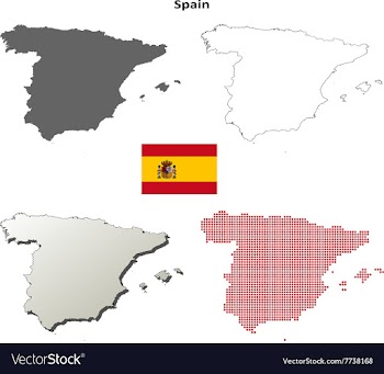 Spain outline map set vector image