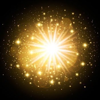 Sparkling golden sunrise light effect Free Vector