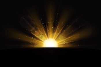 Sparkling golden sunrise light effect Free Vector