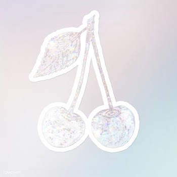 Sparkling silver cherry holographic style sticker illustration with wh.. | Free  illustration - 2341085