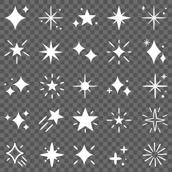Sparkling stars png icon set in simple style | Free stock illustration | High Resolution graphic