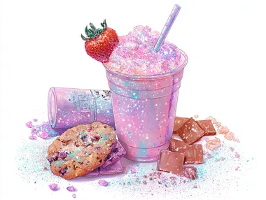 Sparkling Strawberry Chocolate Frappuccino with Cookies Sparkling Strawberry Chocolate Frappuccino with Cookies