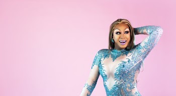 Sparkly Blue One Piece On Drag Performer