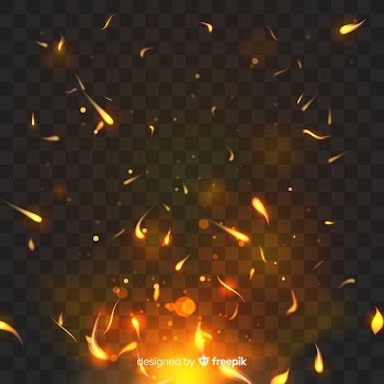 Sparkly fire effect with transparent background Free Vector