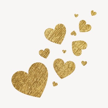 Sparkly hearts sticker, gold aesthetic | Free PSD - rawpixel