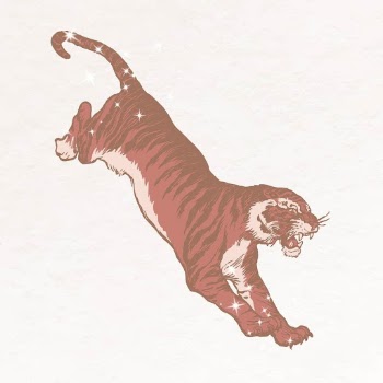 Sparkly jumping tiger, animal aesthetic | Free Photo Illustration - rawpixel