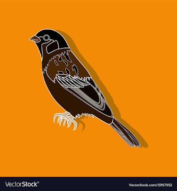 Sparrow paper sticker on stylish background vector image
