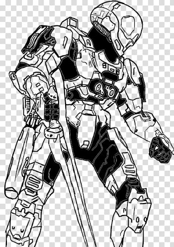 Spartan EVA Line Art, robot drawing transparent background PNG clipart