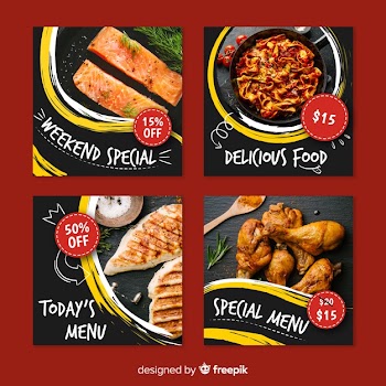 Special menu culinary instagram post collection Free Vector