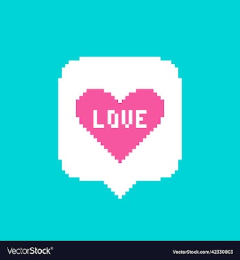 speech bubble message with an abstract pink heart