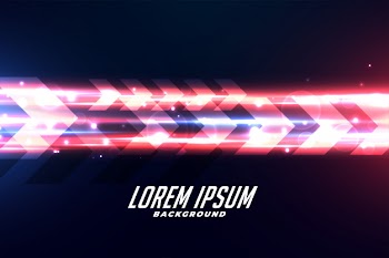 Speed and motion background with glowing lights Free Vector