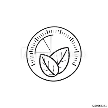Speedometer with leaf hand drawn outline doodle icon