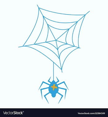 Spider and torn web scary spiderweb of halloween vector image
