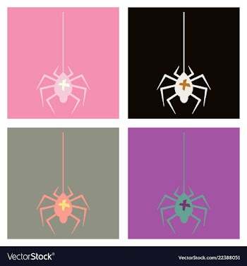 Spider and torn web scary spiderweb of halloween vector image