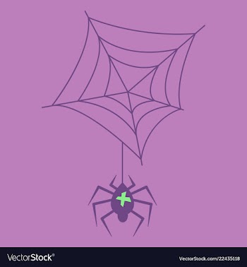 Spider and torn web scary spiderweb of halloween vector image