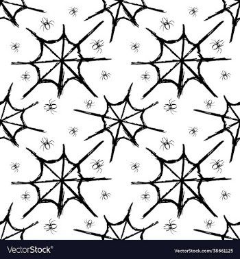 spider cobweb seamless pattern black and white