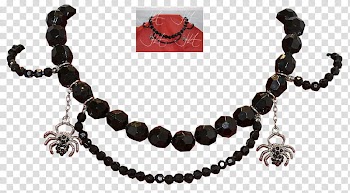 Spider Necklace, black beaded necklace transparent background PNG clipart