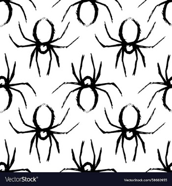 spider seamless pattern black and white