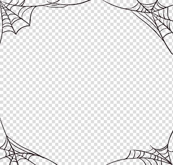 Spider web frame , Spider web Halloween All Saints' Day, Halloween cobwebs transparent background PNG clipart