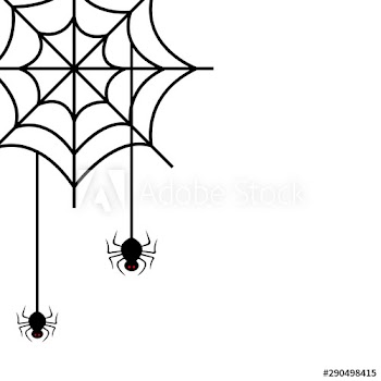 spiders of halloween in cobweb