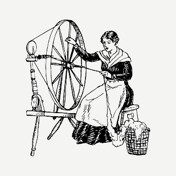 Spinning wheel lady clipart, vintage | Free PSD Illustration - rawpixel