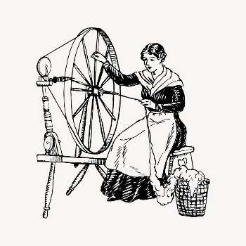 Spinning wheel lady drawing, vintage | Free Vector Illustration - rawpixel