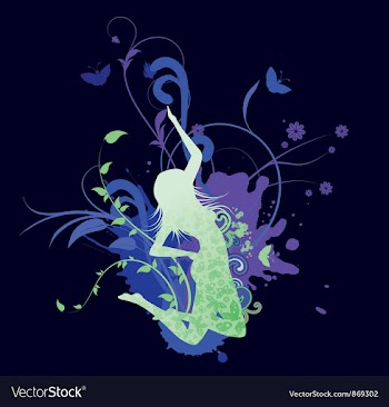 Splash floral background with girl vector image
