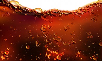 Splash of cola, soda or beer with bubbles background Free Vector