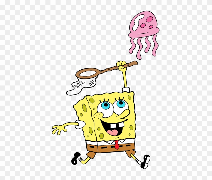 Spongebob, Garry Spongebob Chasing Jellyfish - Transparent Background Spongebob Png