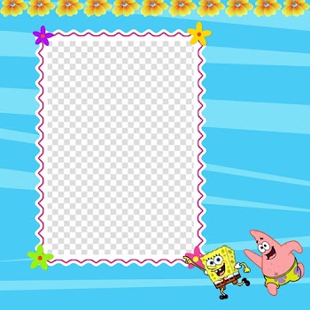 SpongeBob SquarePants and Patrick Star digital card, SpongeBob SquarePants Patrick Star, SpongeBob blue frame transparent background PNG clipart