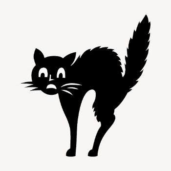 Spooked cat silhouette collage element, | Free PSD - rawpixel
