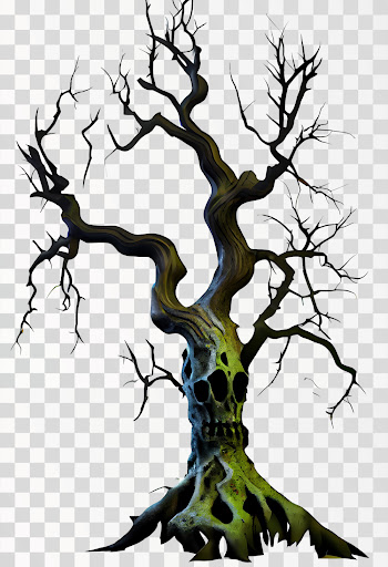 Spooky Tree PNG transparent, halloween tree, tree with skull
