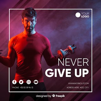 Sport banner template with photo Free Vector