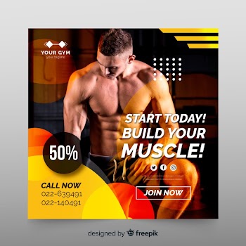 Sport banner template with photo Free Vector