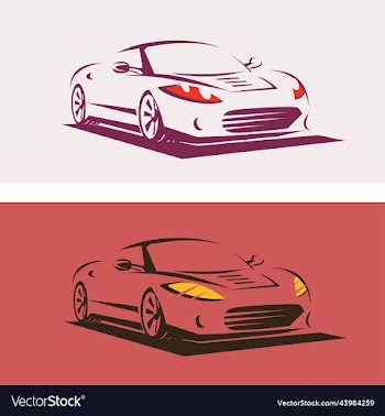 sport car outlined sketch front view with motion