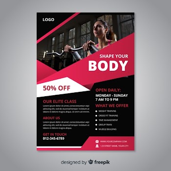 Sport flyer with photo template Free Vector