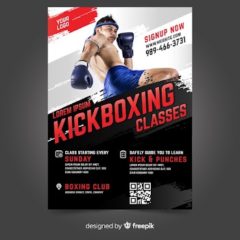 Sport flyer with photo template Free Vector