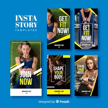 Sport instagram stories template collection Free Vector