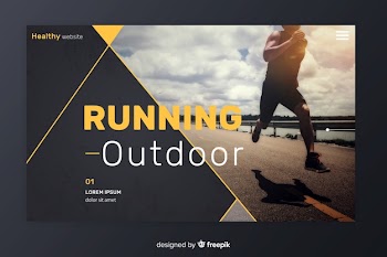 Sport landing page template with photo Free Vector