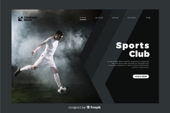 Sport landing page with photo Free Vector