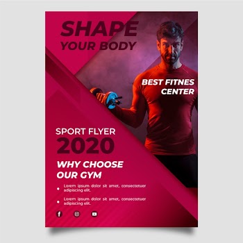 Sport poster design fitness center Free Vector
