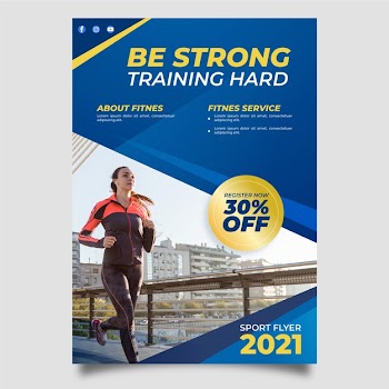 Sport poster design fitness training Free Vector
